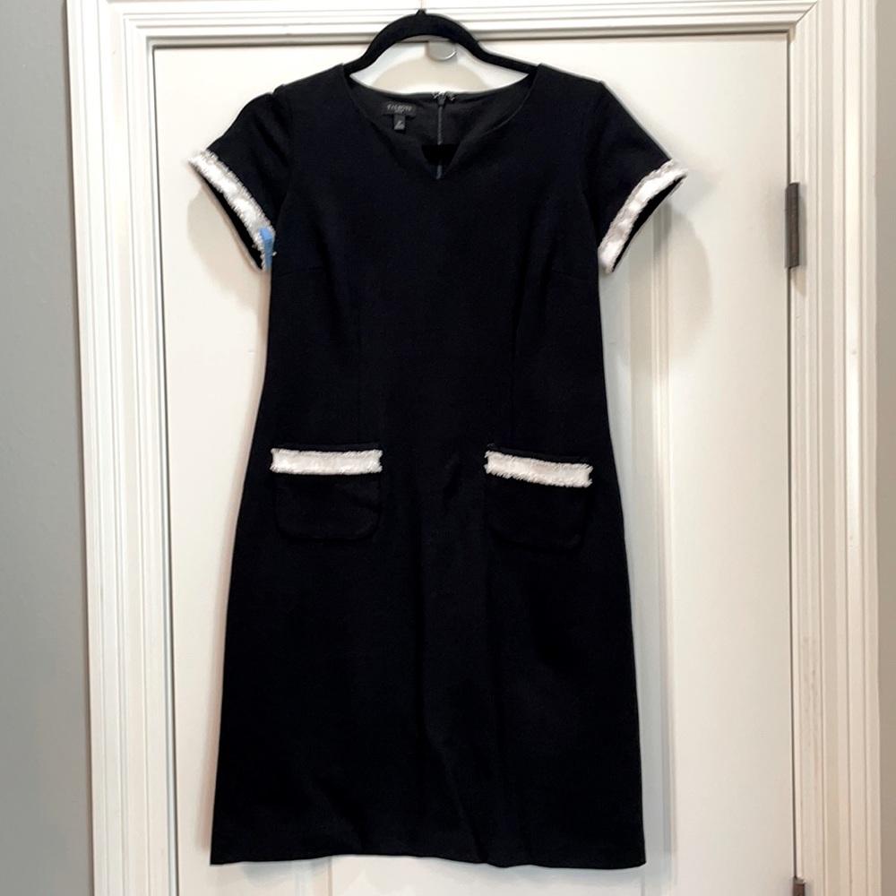 Talbots size 2P black/white trim dress